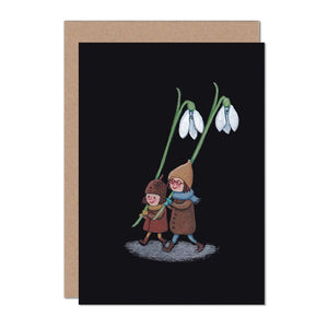 Juliet Thomas Doodles Snowdrops and Elves Greetings Card