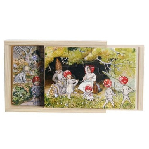 Hjelm Förlag Elsa Beskow Children of the Forest 4 x Wooden Boxed Puzzles