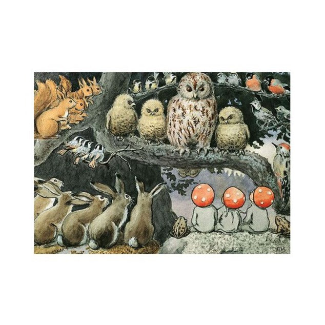 Elsa Beskow Postcard, Children of the Forest at School