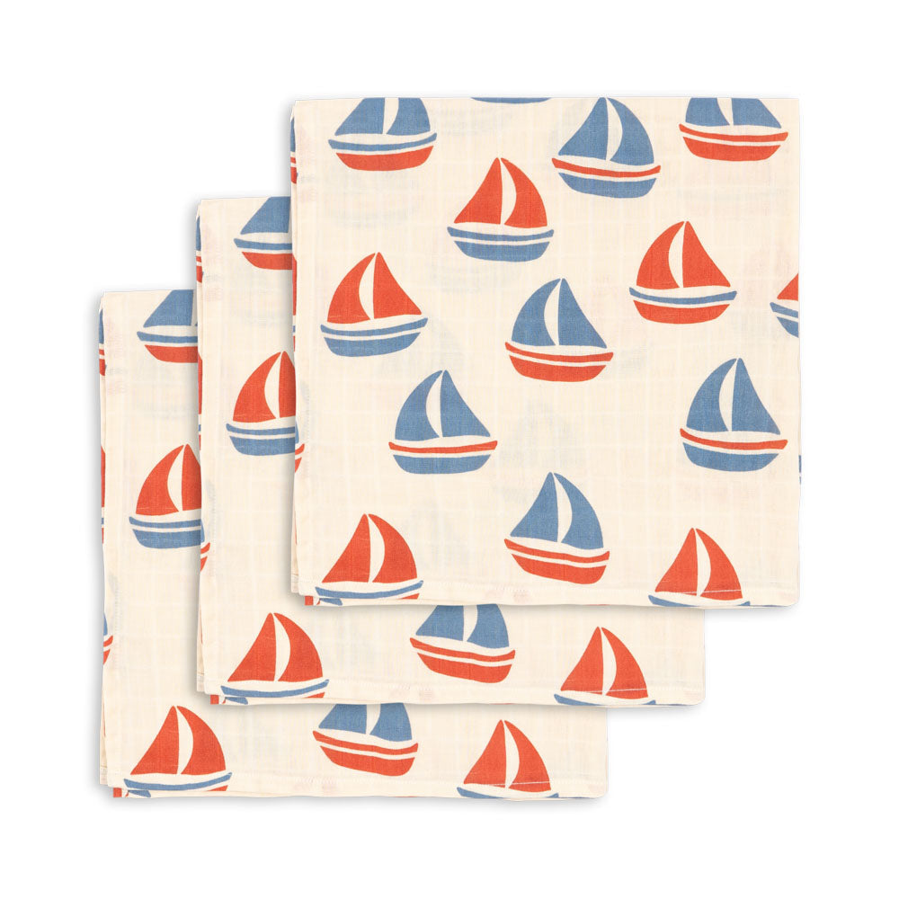 Konges Sløjd 3 Pack Muslin Cloths - Ahoy