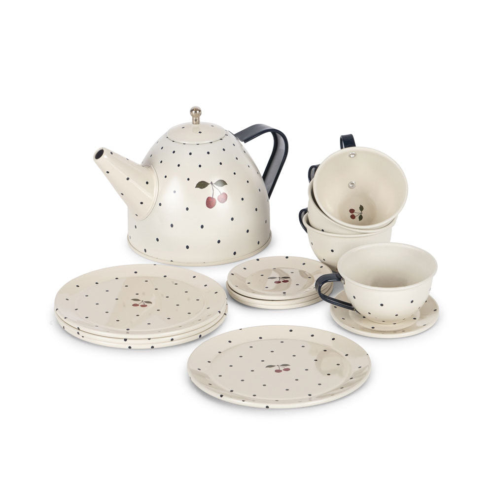 Konges Sløjd Tea Party, Tin Tea Set - Blue Dot
