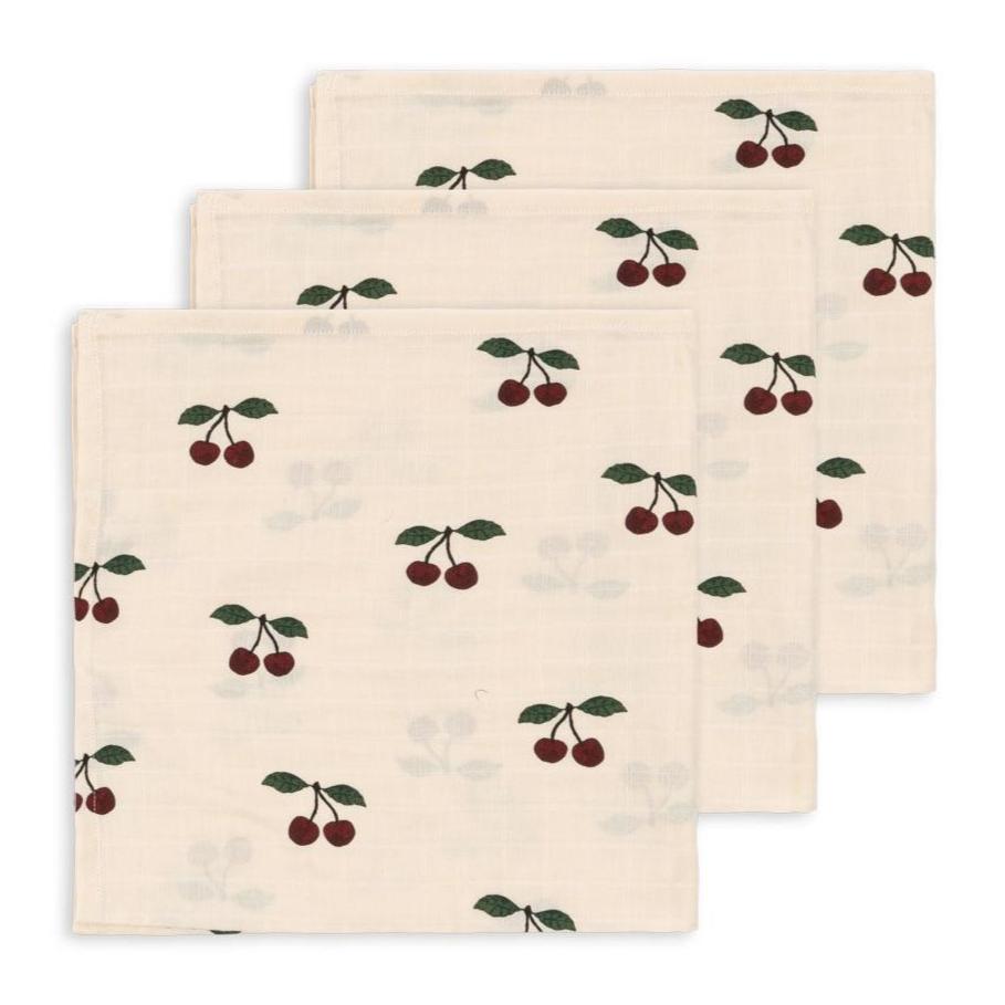 Konges Slojd Sløjd 3 Pack Muslin Cloths - Ma Grande Cerise