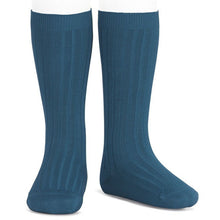  Cóndor Knee High Ribbed Cotton Socks - Ocean Blue