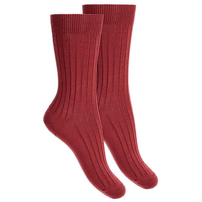 Cóndor Short Ribbed Merino Wool Socks - Mahogany