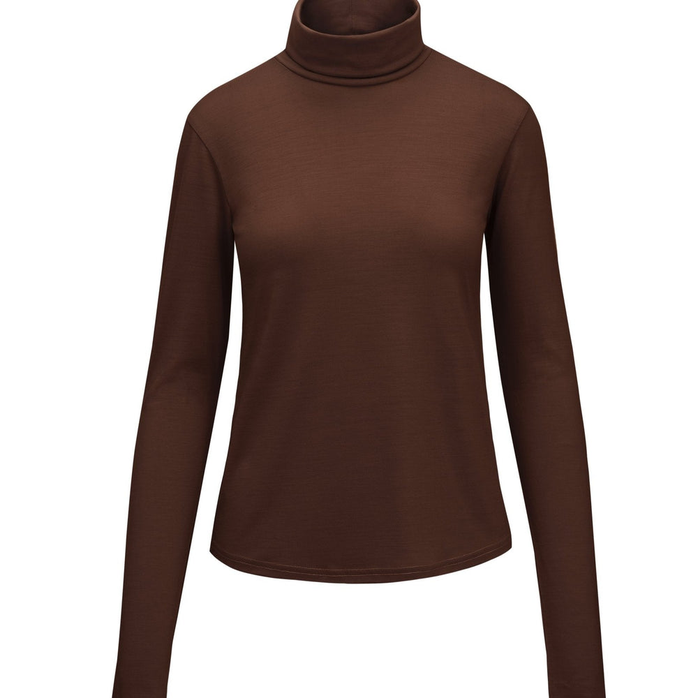 Smalls Women's Merino Polo Neck, Chocolate Brown