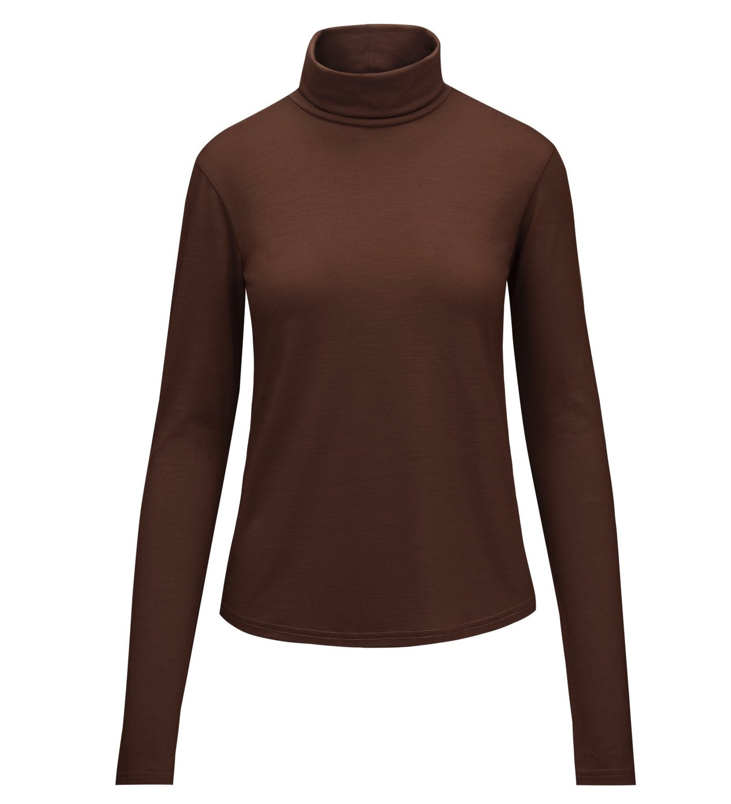 Smalls Women's Merino Polo Neck, Chocolate Brown