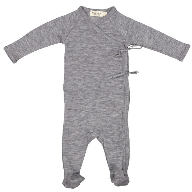 MarMar Copenhagen Mar Mar Wool Rubetta Long Sleeve Wrap Romper - Grey Melange