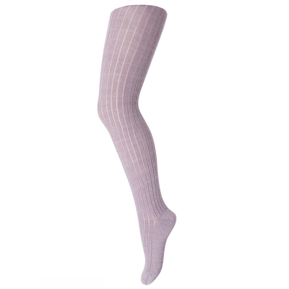 MP Denmark Classic Wool Ribbed Tights - Tea Rose