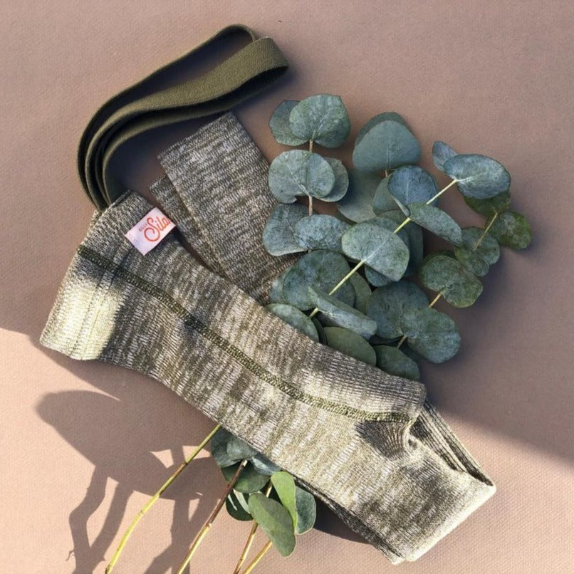 Silly Silas Footless Tights With Braces - Creamy Olive
