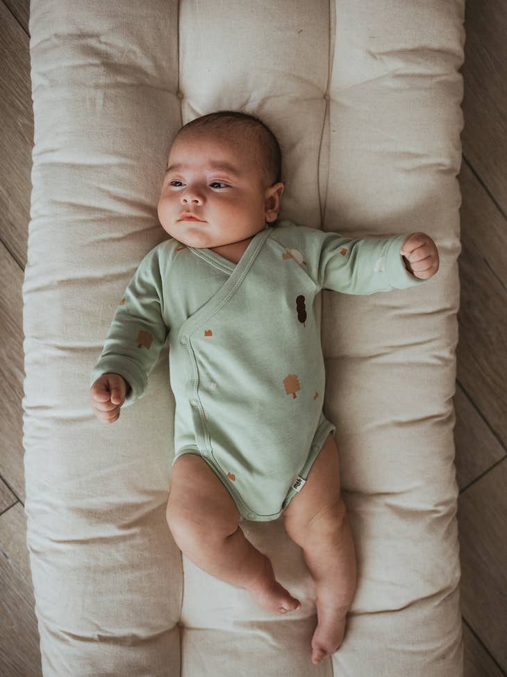 
                      
                        Mini & Humble Long Sleeve Wrapover Bodysuit - Sage
                      
                    