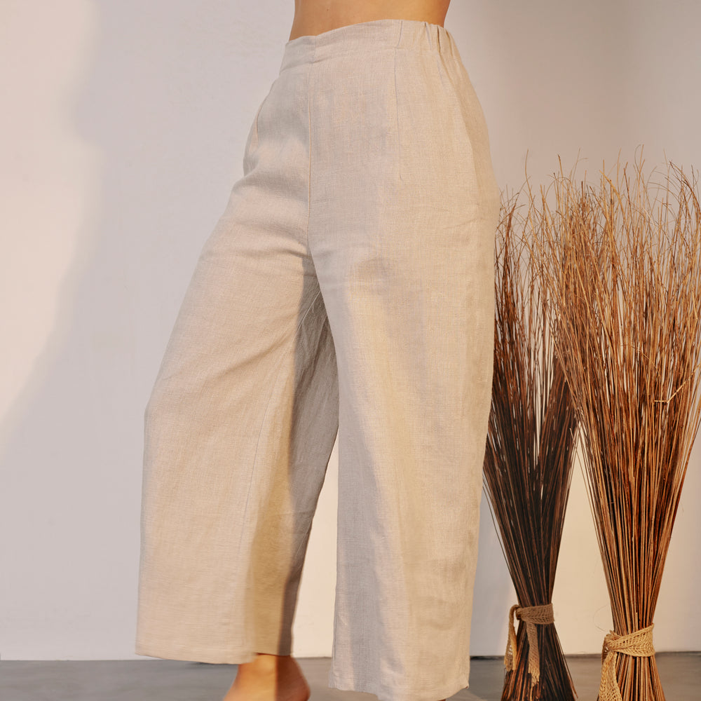 Women's Wide Leg Trouser - Oatmeal