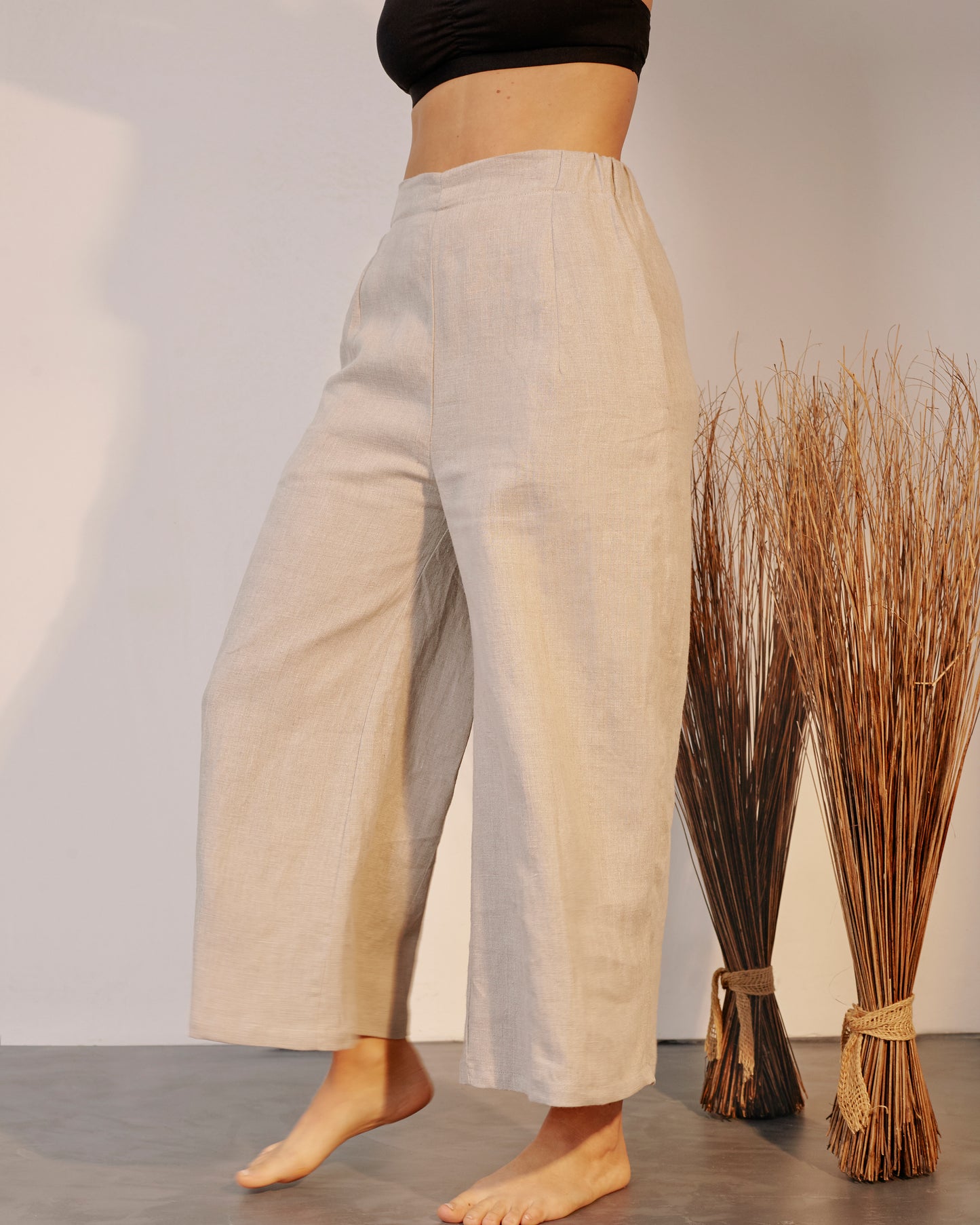 Women's Wide Leg Trouser - Oatmeal