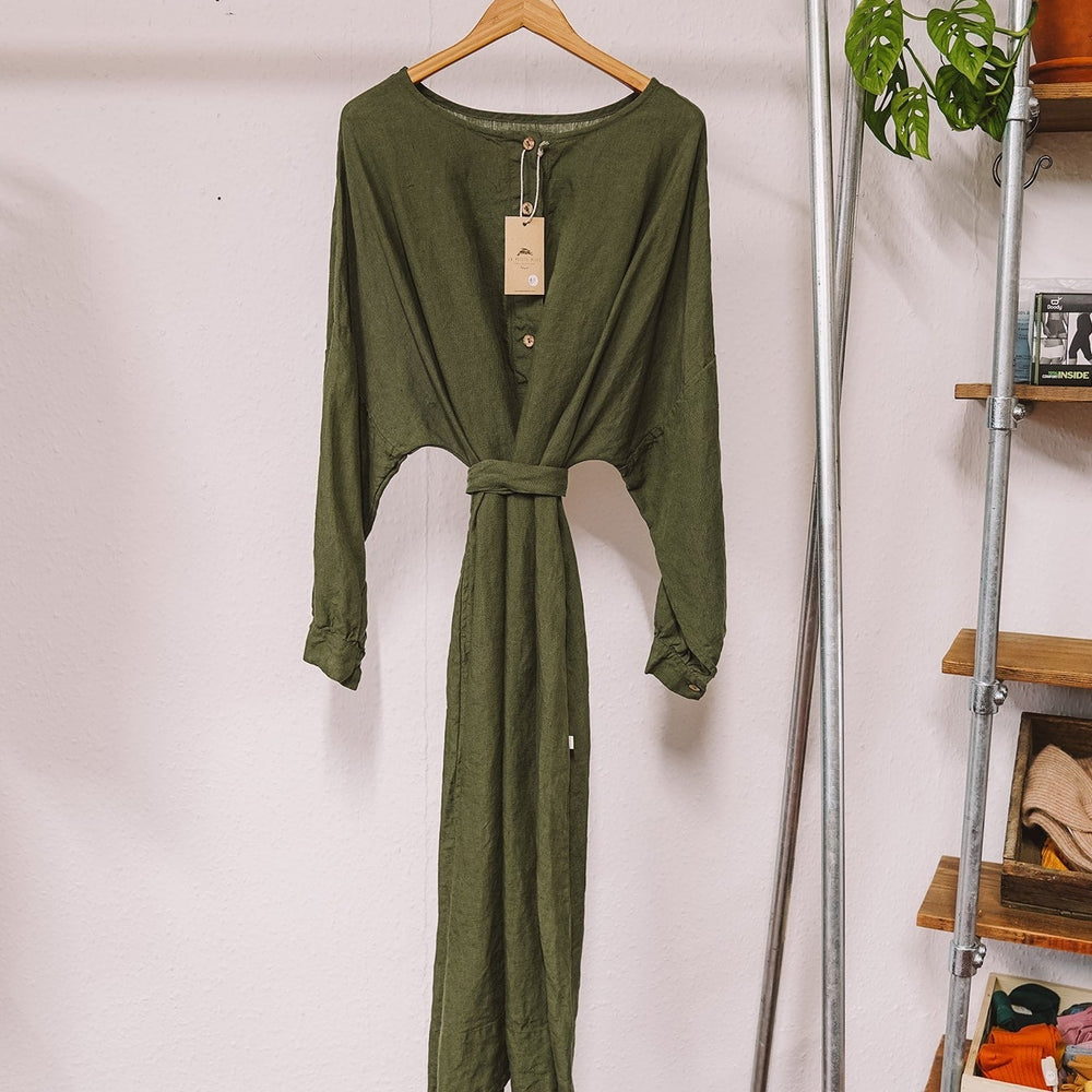 La Petite Alice Long Sleeve Helen Dress - Moss Green