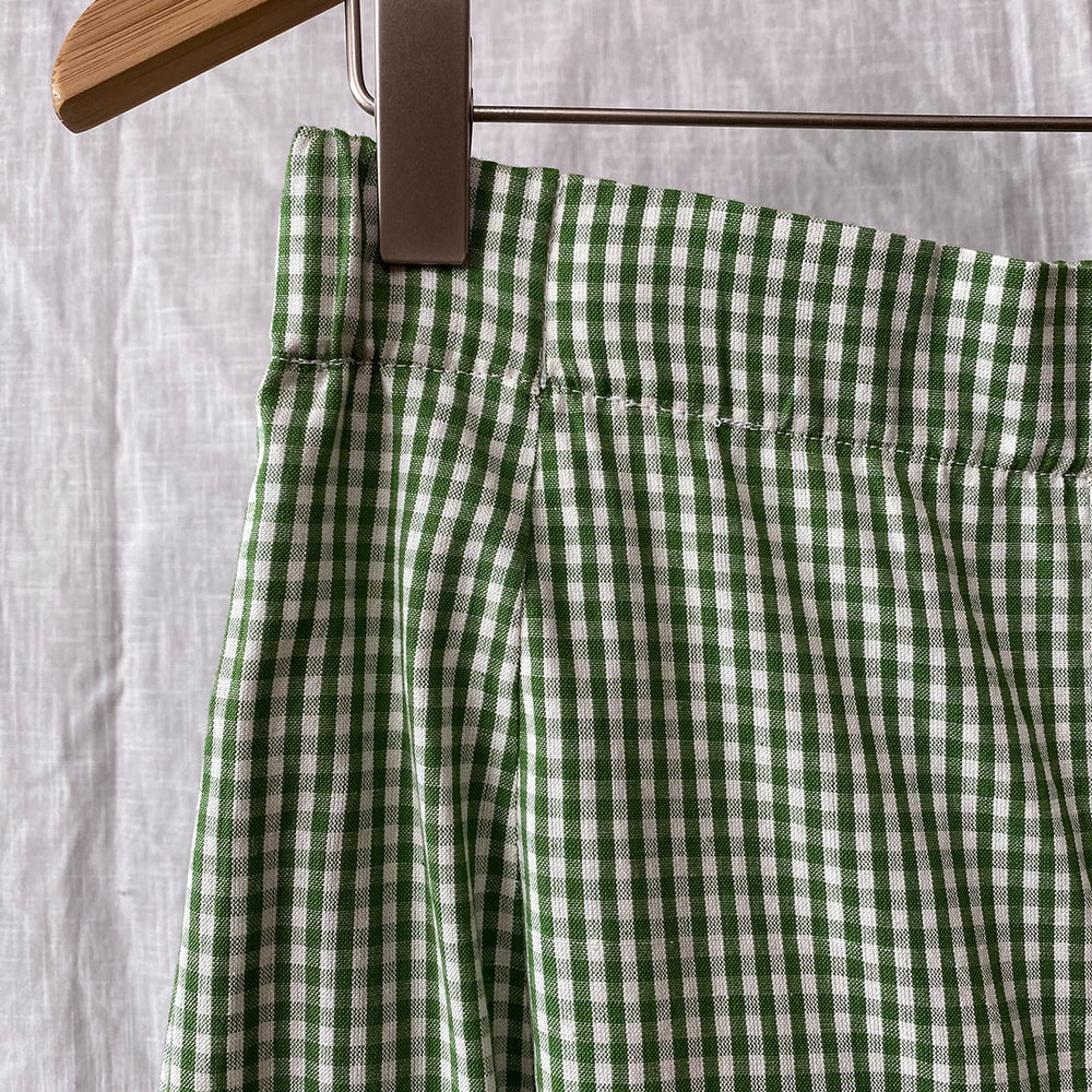 Kaely Russell Women's Wide Leg Trouser - Green Gingham