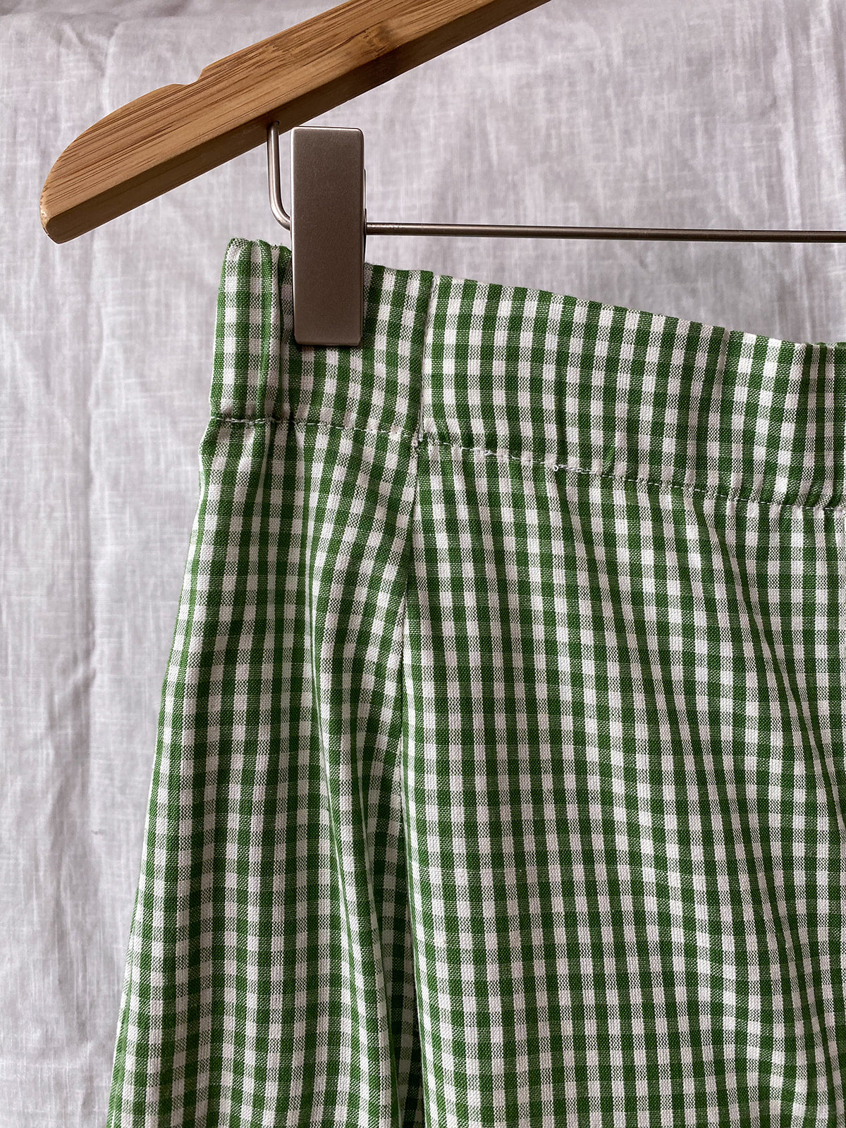 Kaely Russell Women's Wide Leg Trouser - Green Gingham