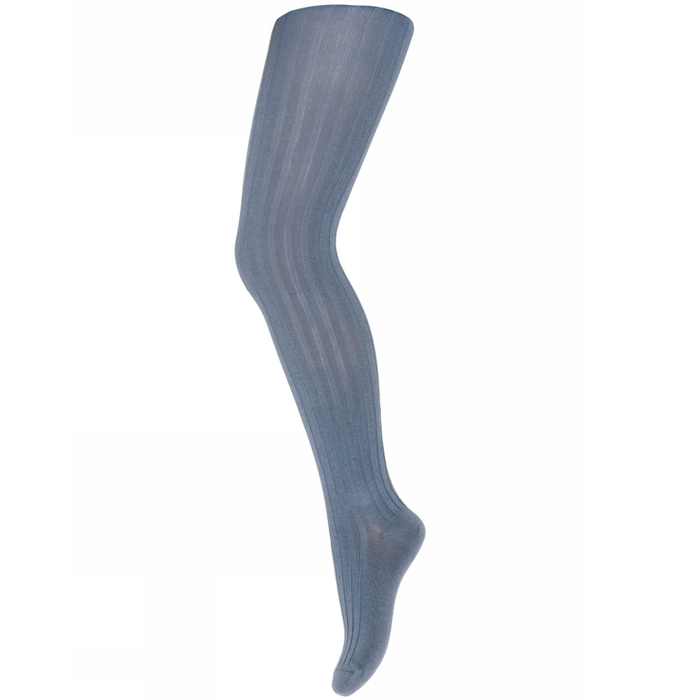 MP Denmark Classic Cotton Ribbed Tights - Stone Blue