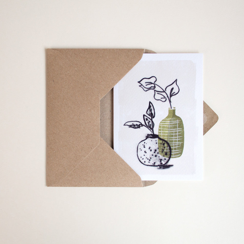 Olive Green Vases Card