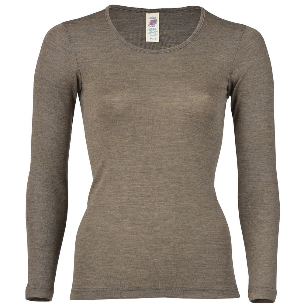 Engel Natur Women's Merino Wool/Silk Long Sleeve Top - Walnut