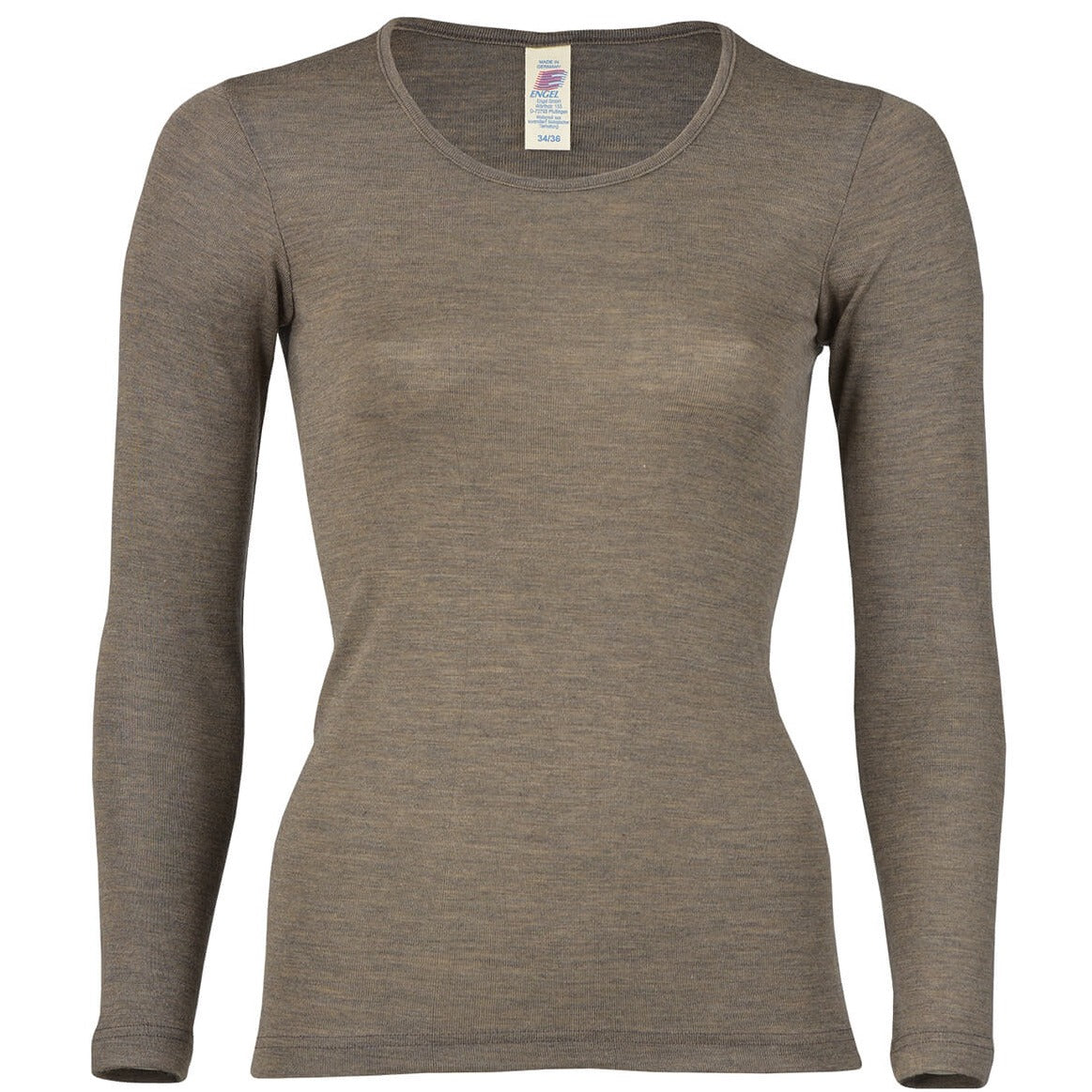 Engel Natur Women's Merino Wool/Silk Long Sleeve Top - Walnut