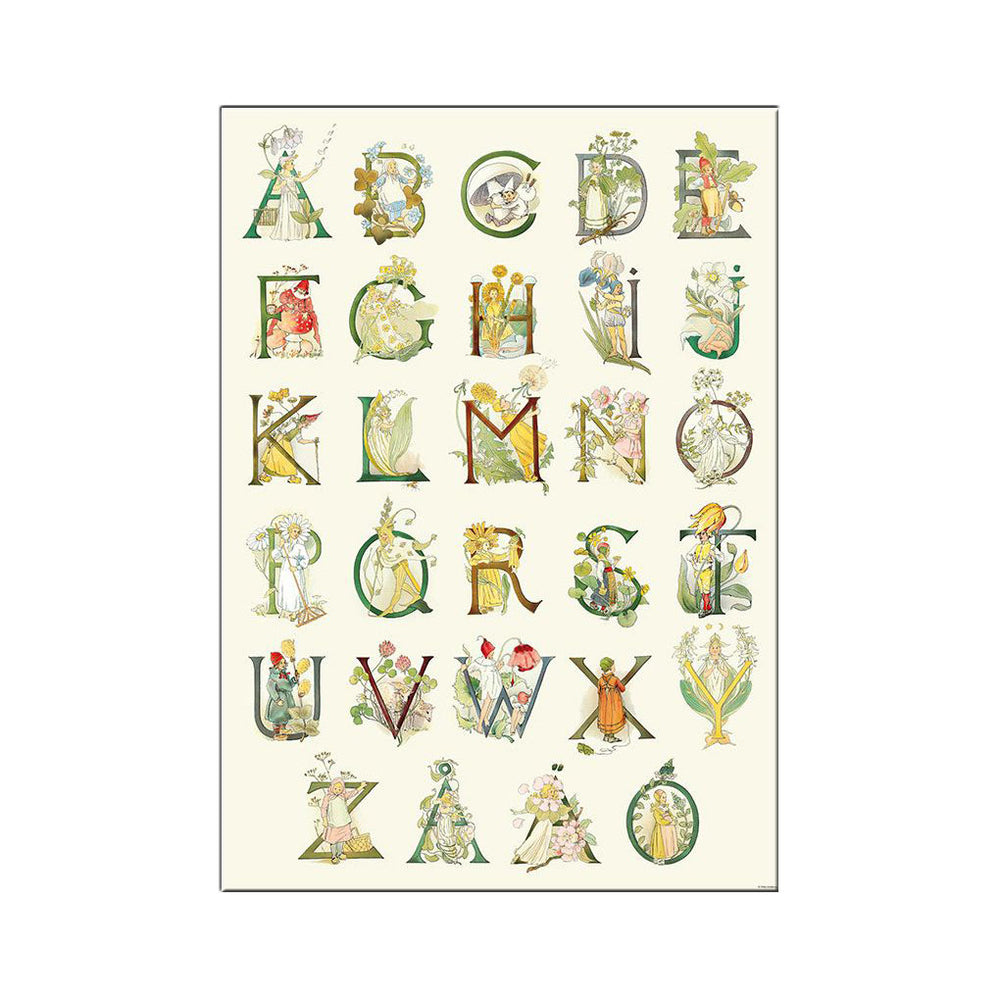 Hjelm Förlag Ottilia Adelborg Flower Alphabet Poster