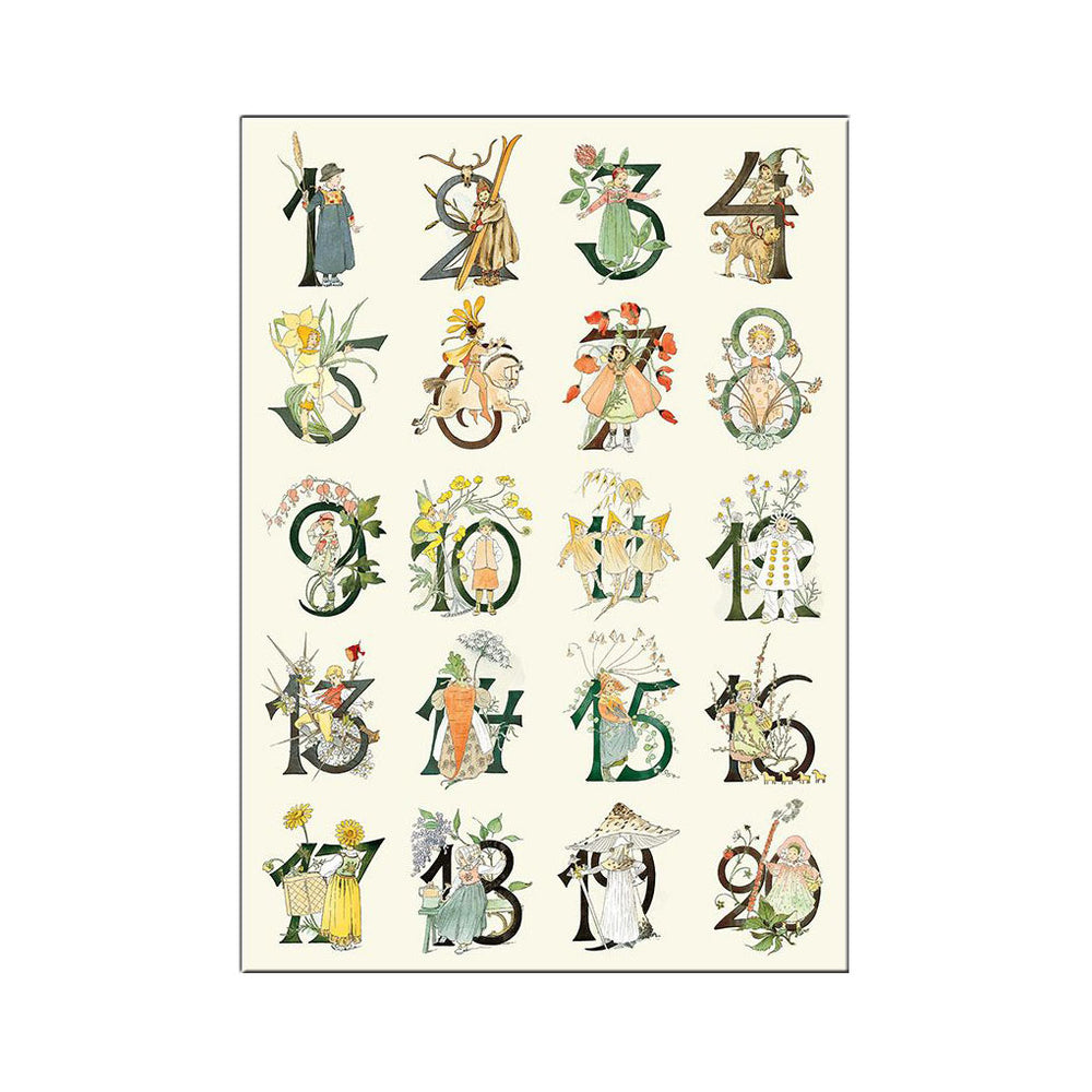 Hjelm Förlag Ottilia Adelborg Flower Numbers Poster