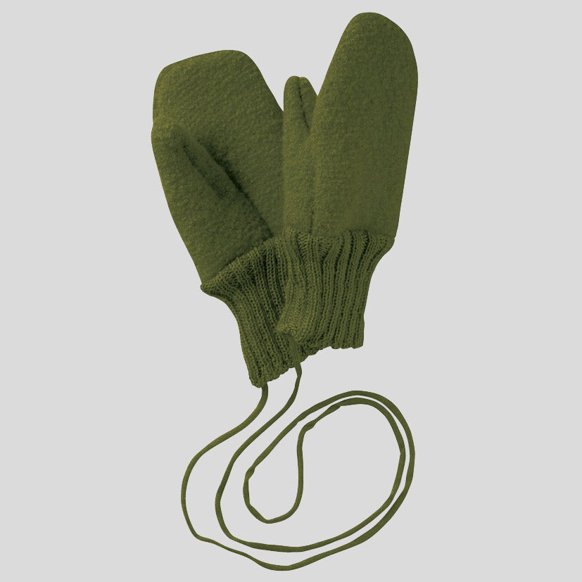 Disana Organic Boiled Merino Wool Mittens - Olive