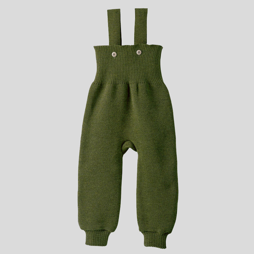 Disana Organic Knitted Merino Wool Dungarees - Olive