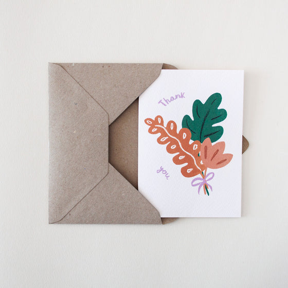 Little Em Emma Alviti Leaf Design Thank You Card