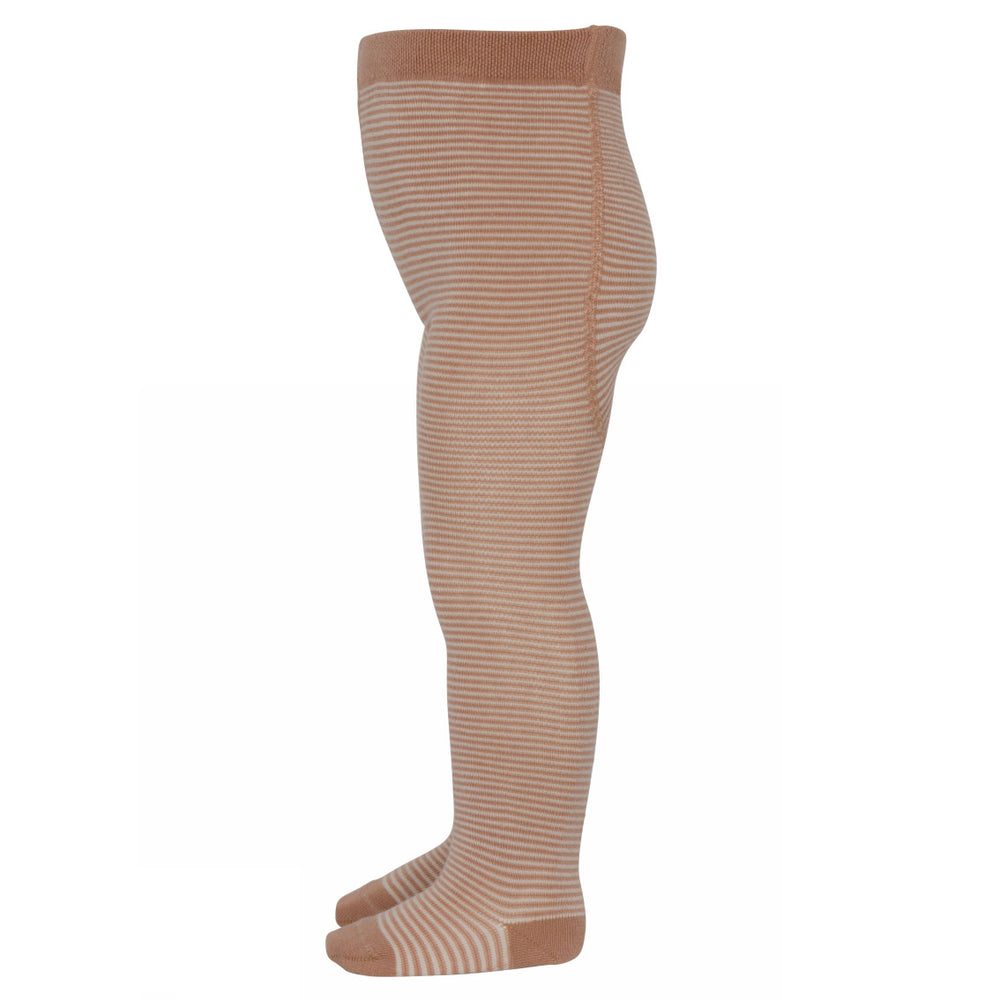 MP Denmark Vigge Cotton Stripe Tights - Tawny Brown