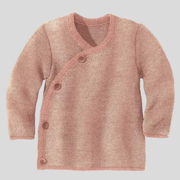 Disana Organic Merino Baby Cardigan - Rose/Natural Melange