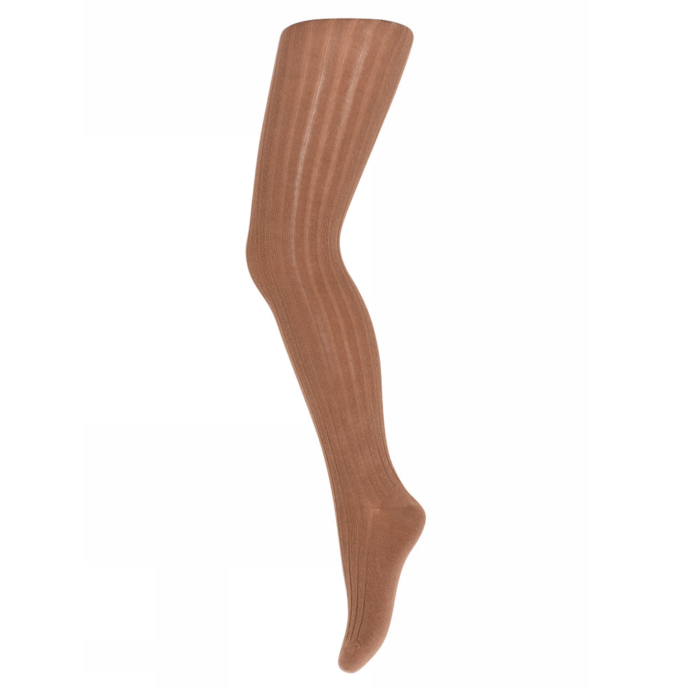 MP Denmark Classic Cotton Ribbed Tights - Pecan Pie