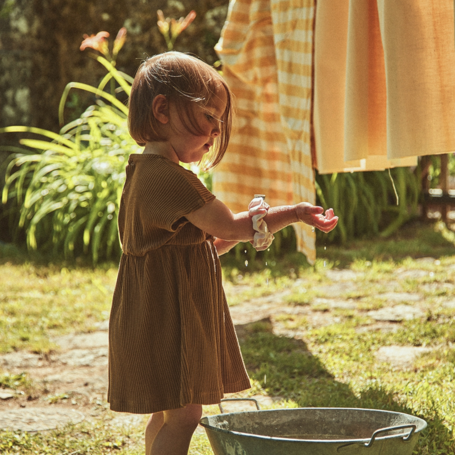 Poudre Organic Dahlia Ribbed Dress - Nuthatch