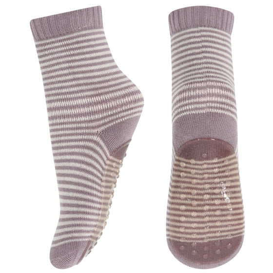 MP Denmark Stripe Cotton Slipper Socks - Elderberry