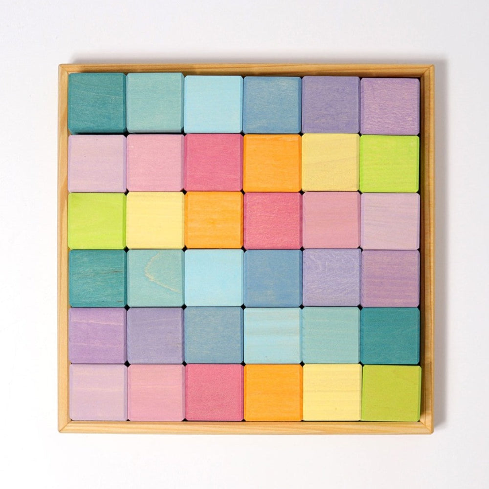 GRIMMS Pastel Mosaic Wooden Building Blocks