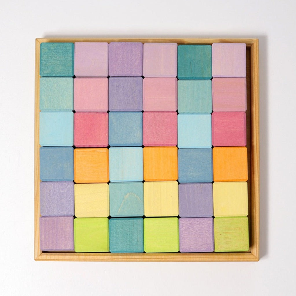 GRIMMS Pastel Mosaic Wooden Building Blocks