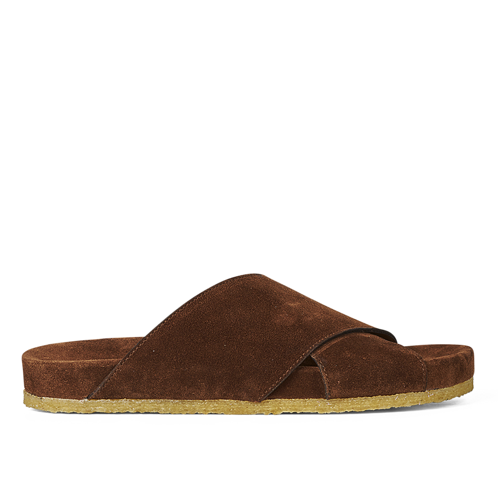 
                  
                    ANGULUS Women's Simple Crossover Strap Slip-On Sandal - Cognac Suede
                  
                