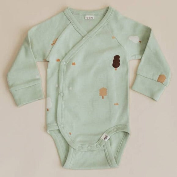 
                      
                        Mini & Humble Long Sleeve Wrapover Bodysuit - Sage
                      
                    