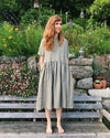 Women's Olive Gathered Dress - Summer Thistle