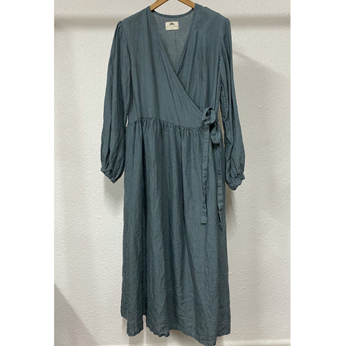 Women's Long Sleeve Ramona Wrap Dress - Dusty Blue