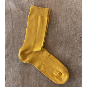Women's Plain Stitch Basic Short Socks - Mustard