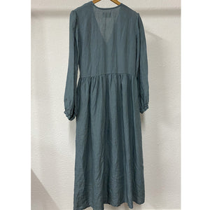 Women's Long Sleeve Ramona Wrap Dress - Dusty Blue