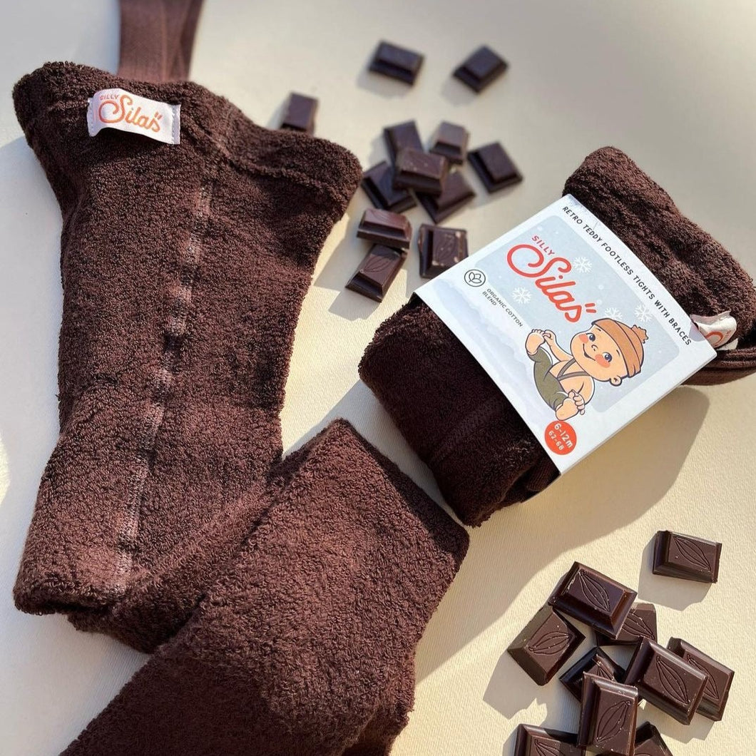 Silly Silas Chocolate Brown Teddy Warmy Footless Tights with Braces – Cissy  Wears
