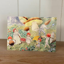  Elsa Beskow Postcard, Children of the Forest Harvesting Mushrooms