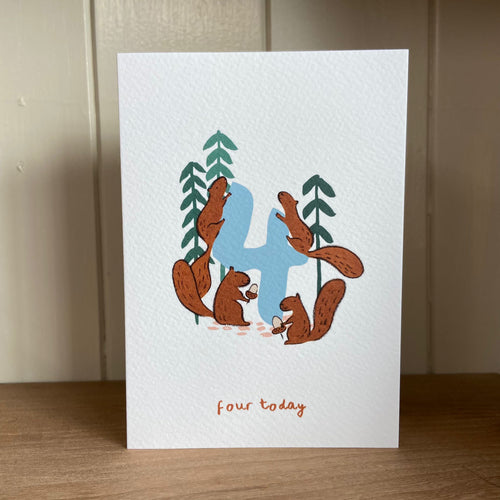 Little Em Emma Alviti Four Today Squirrel Birthday Card
