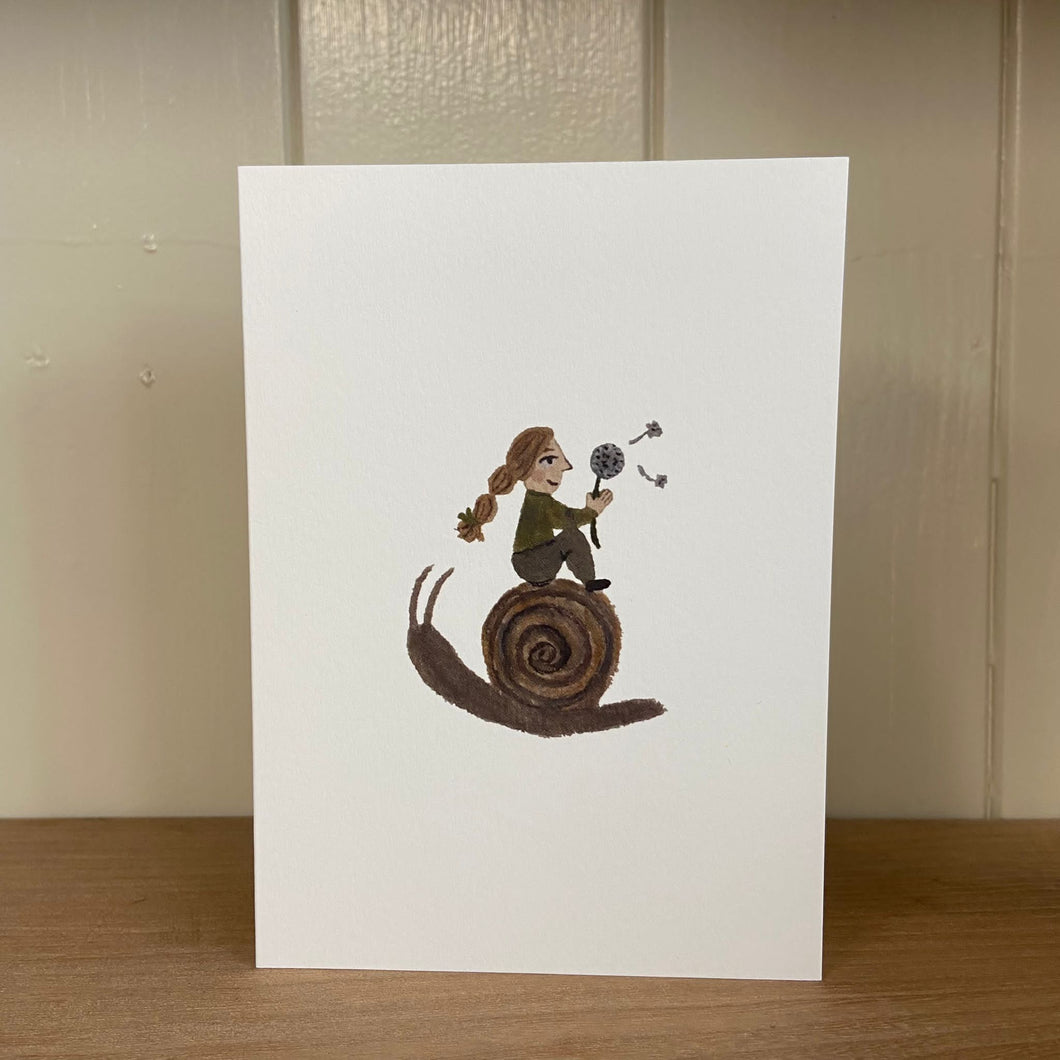 Snail Ride Greetings Card
