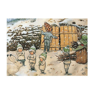 Elsa Beskow Postcard, Children of the Forest in Winter